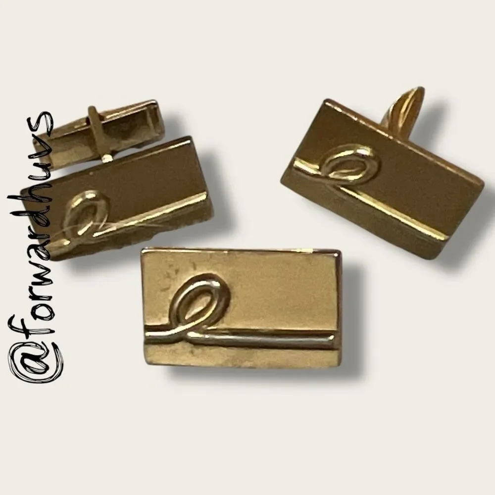 Vintage Gold Tone Cufflinks and Tie Clip Set